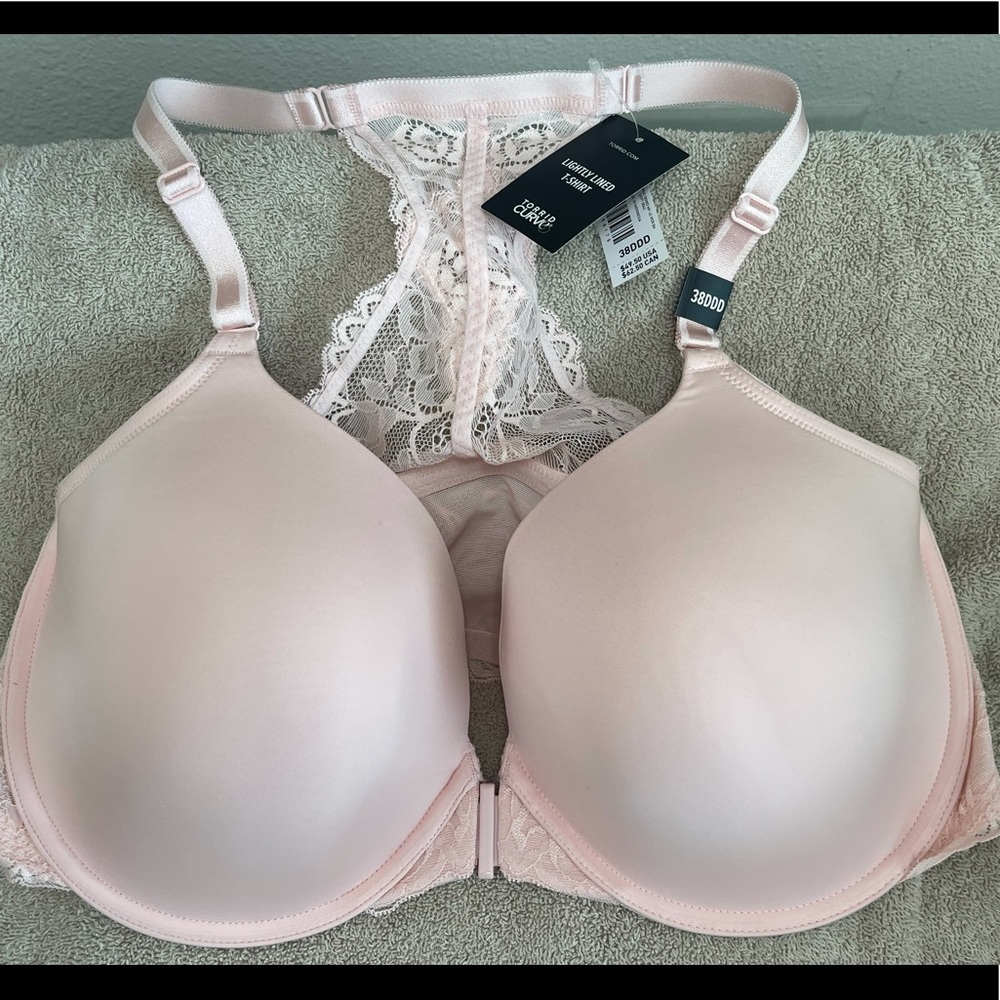 Torrid Front-Closure Lightly Lined TShirt Bra Pink 38DDD